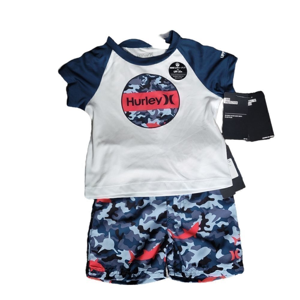 Boy 2 pc shark camo swim set